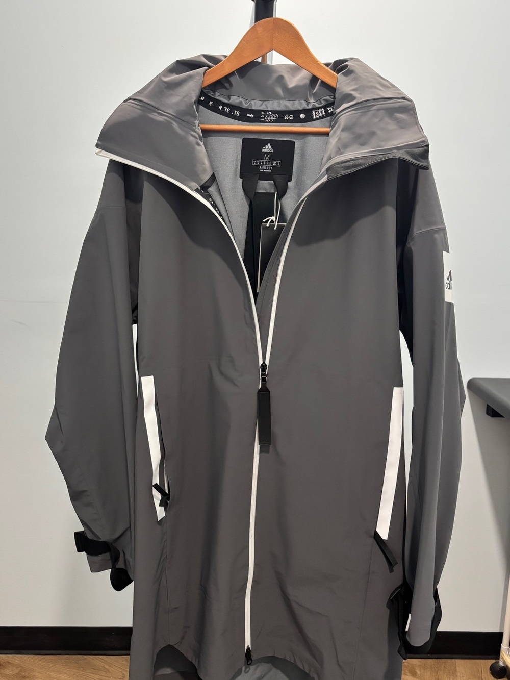 Adidas Gray MyShelter Parka Waterproof Hooded Raincoat NWT medium - Picture 2 of 10